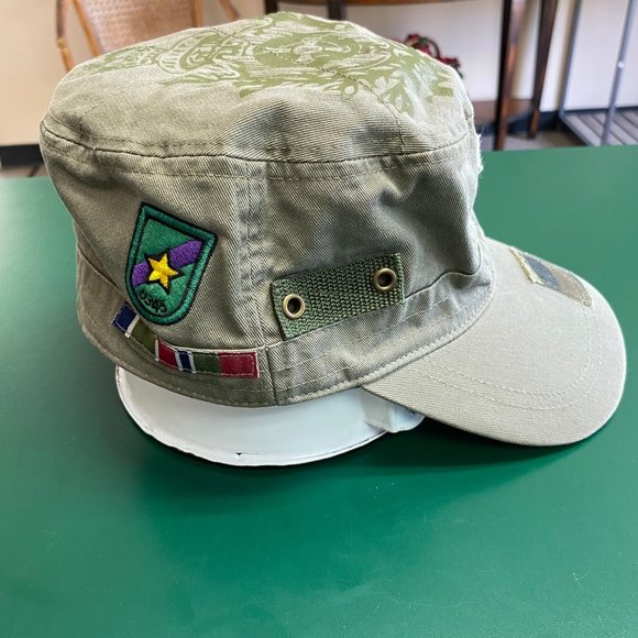 Army Green Militia Patchwork 70's Style Ball Cap Hat - Picture 2 of 6